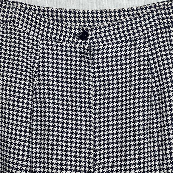 Vintage 80s Size Small Black and White Wool Houndstooth Pencil Wiggle Skirt - Picture 5 of 9